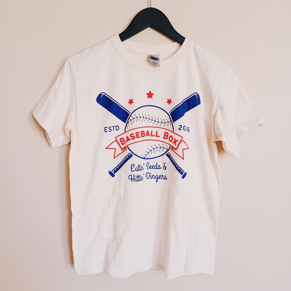 Youth Retro Baseball Tee T-Shirt Cropped Neutral Americana Patriotic Sports